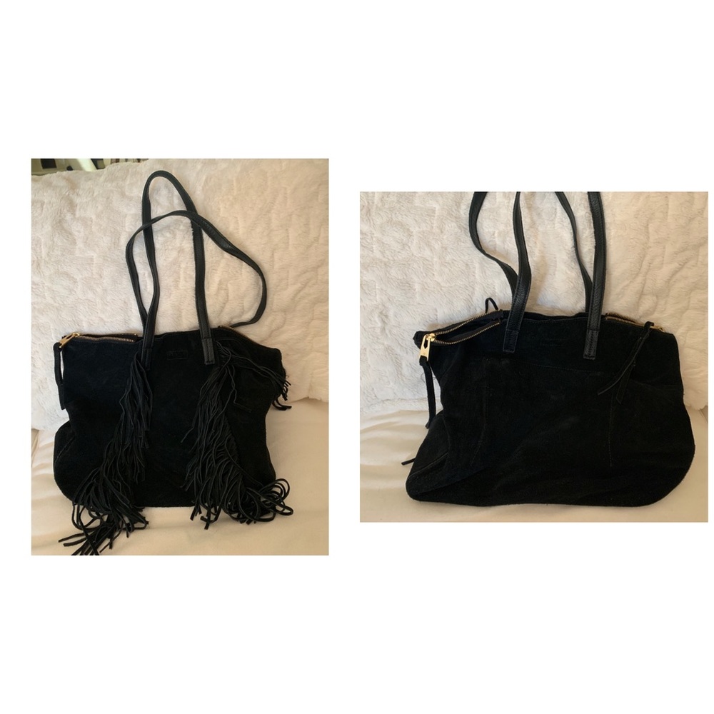 Linea Pelle | black suede w zipper | NWOT